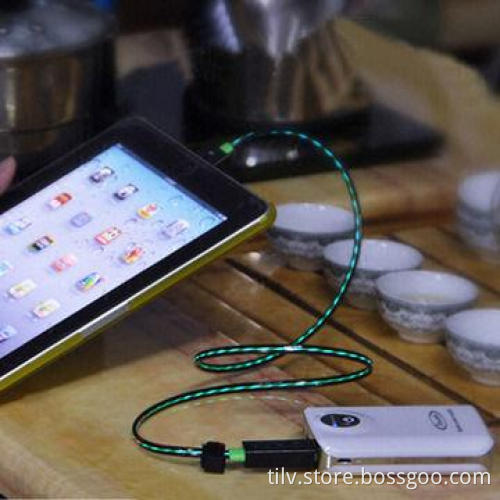 El flowing light cable for iPhone 4 with fast speed charge and sync data, 7 light color available